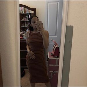 Halter brown stripped midi dress (SOLD)